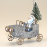 Bil med julemand til ophæng - 9 cm - Sølvfarvet