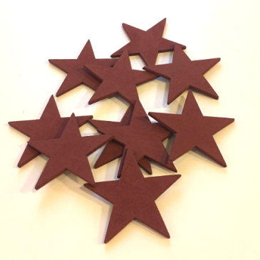 Stjerner i træ - 5 cm - 10 stk. - Bordeaux