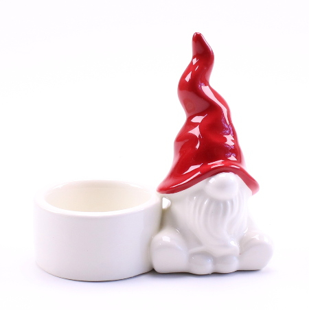 Fyrfadsstage - Julemand 5 cm - Rød og Hvid