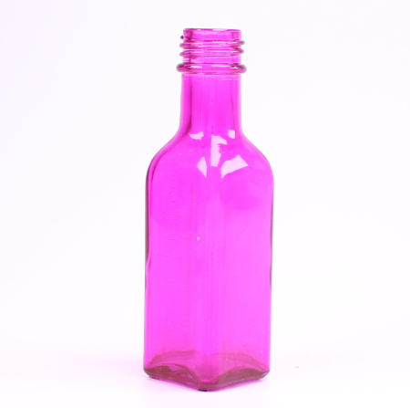 Glasflaske firkantet - 16 cm - Pink