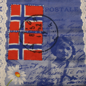 Frokost serviet - 20 stk. - 33 x 33 cm - Norsk Flag