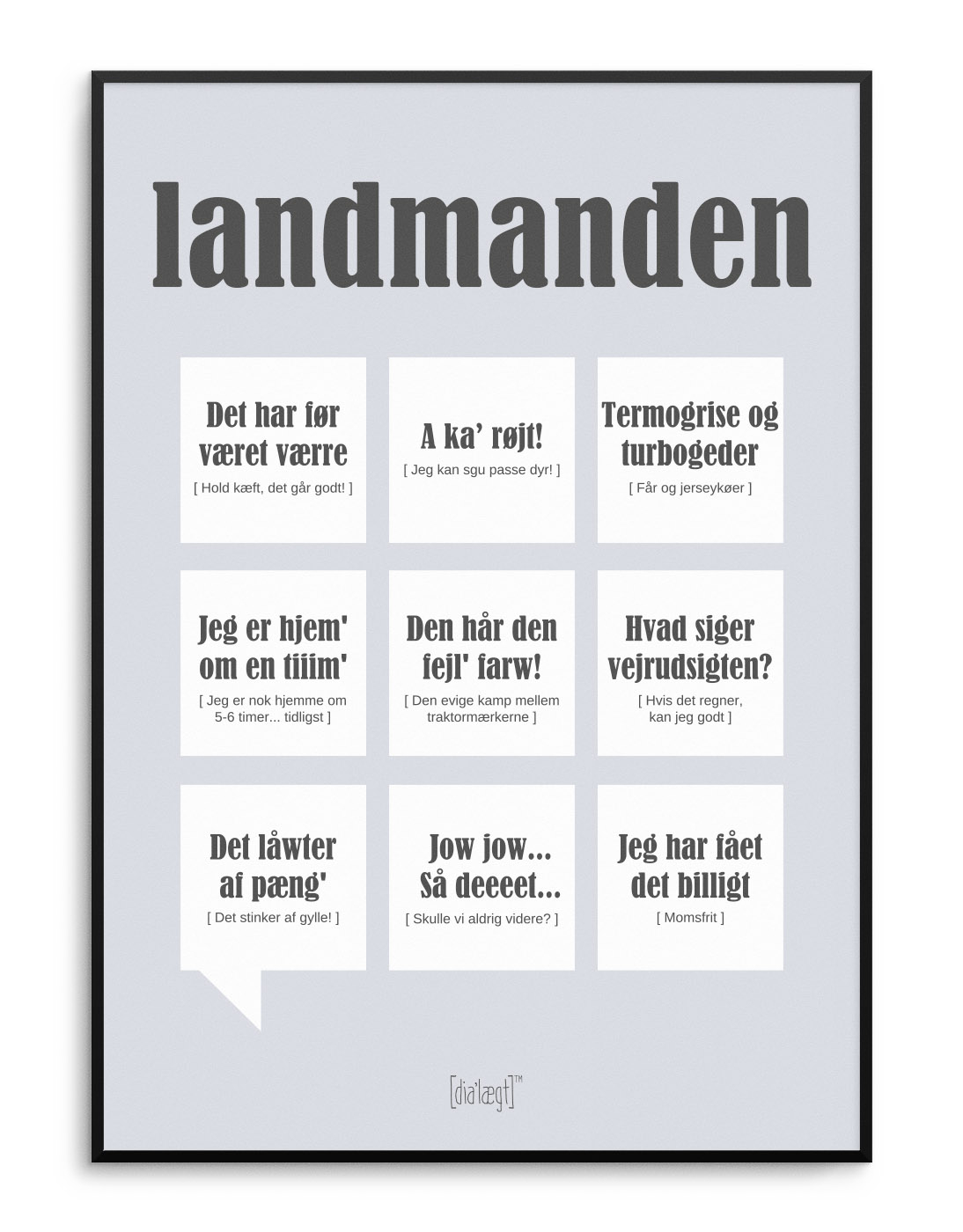 Hele tiden retfærdig frustrerende Dialægt plakat - Landmanden - A3 hos Mystone.dk
