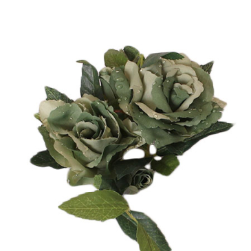 lyskrans - olivengrøn rose med vanddrys
