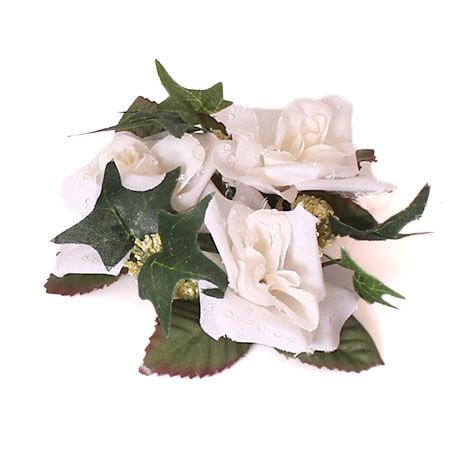 7: Hvid - Lille rose med vanddråber - Lyskrans
