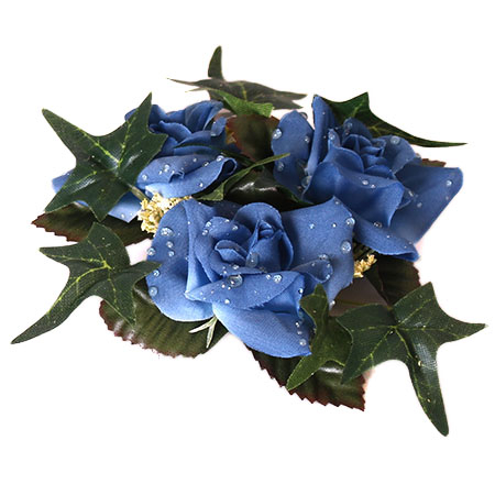 4: Lys blå - Lille rose med vanddråber - Lyskrans