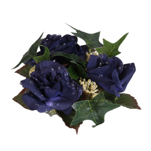 6: Mørk blå - Lille rose med vanddråber - Lyskrans
