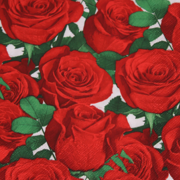 servietter med røde roser