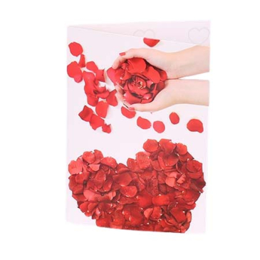 Tillykke kort - 18 x 12,5 cm - Hjerte rosenblade