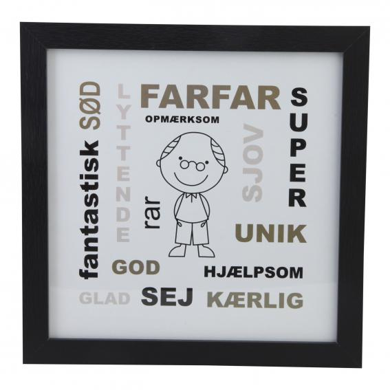 Billede med sort ramme - Farfar - 17,5 x 17,5 cm