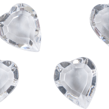 Diamant hjerter i akryl - 25 stk - 2 cm - Klar