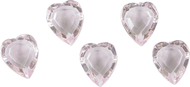 Diamant hjerter i akryl - 30 stk - 2 cm - Lyserød