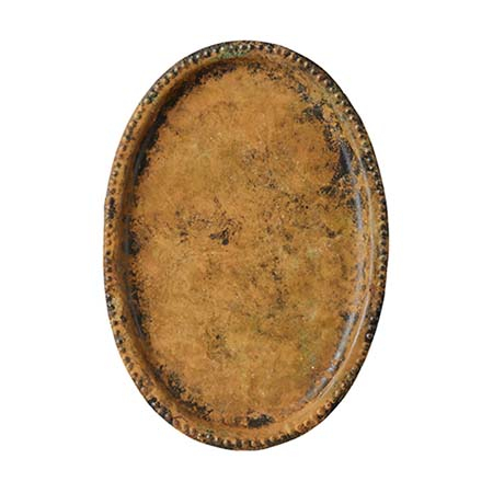 Ovalt metalfad ROSA - L 26,5 cm x B 19,5 cm - Rustfarve