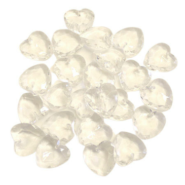 Diamant hjerter i akryl - 24 stk 