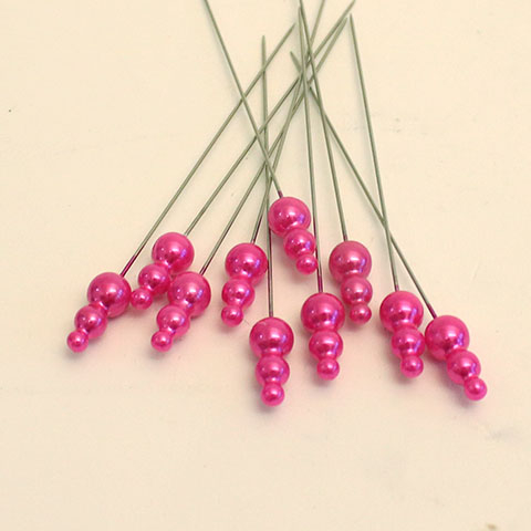 Billede af 3 perler på nål - Pink- 10 stk