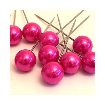 Pink perler på nål -Ø 2 cm - 10 stk.