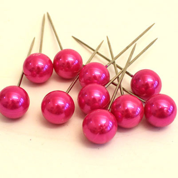 Pink perler på nål -Ø 1,5 cm - 10 stk.