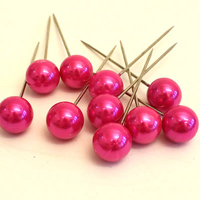 Billede af Pink perler på nål -Ø 1,5 cm - 10 stk.