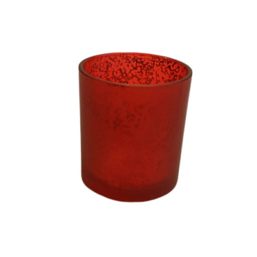 Fyrfadsglas - Centa - Rød m.sølv - Ø 7 x 8 cm