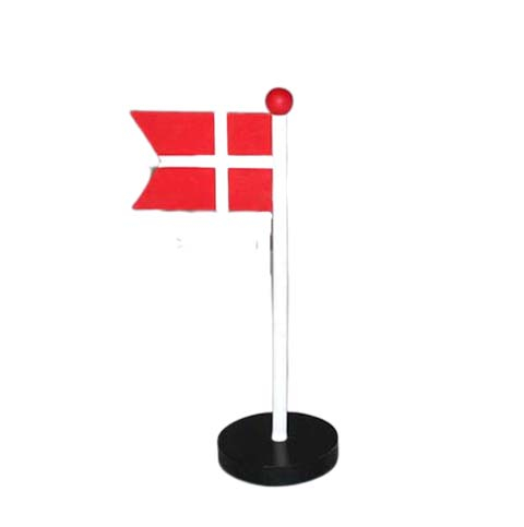 12: Bordflag i træ - Rød - 25 cm - Dannebrog