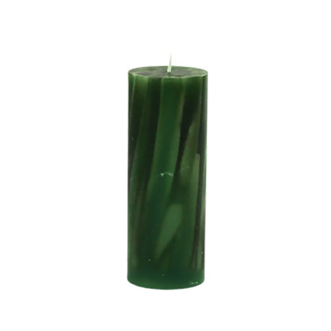 Mørkegrøn marmor bloklys - Ø 6 x 16 cm