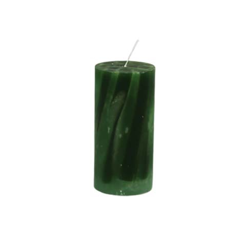 Mørkegrøn marmor bloklys  - Ø 6 x 13 cm