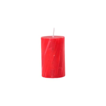 Rød marmor bloklys - Ø6 x 10 cm