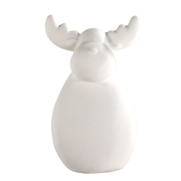 Julerensdyr keramik - Mat Hvid - 19,5 cm