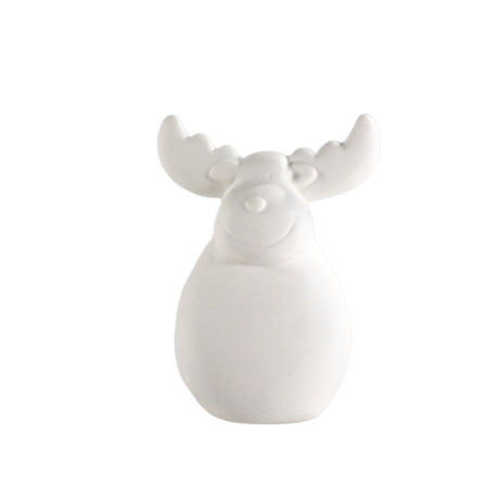 Julerensdyr keramik - Mat Hvid - 13 cm