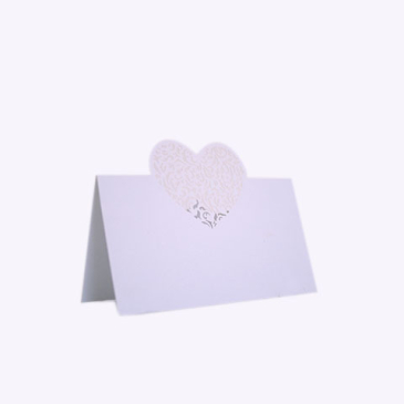 Bordkort - Hvid med hjerte - 10 stk