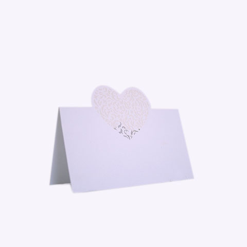 Billede af Bordkort - Hvid med hjerte - 10 stk hos Mystone