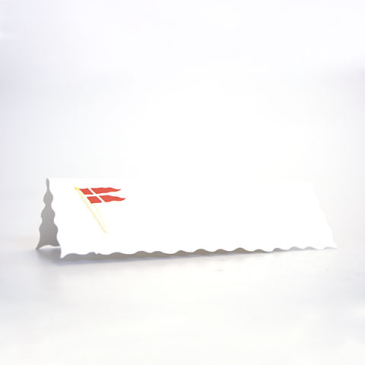 Bordkort - Hvidt med dannebrogsflag - 10 stk