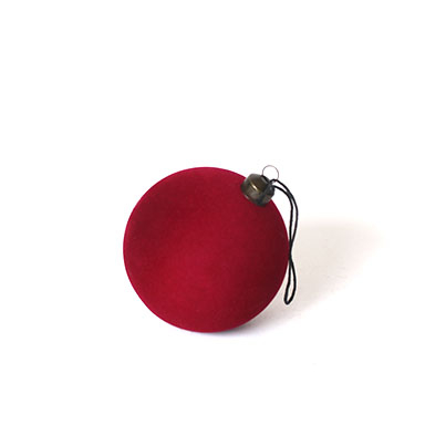 Julekugle Velour - Rød - Ø 8 cm