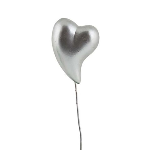 Hjerte på tråd - Sølvfarvet - Ø 6,5 cm