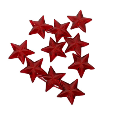 Stjerner i akryl - 10 stk - Ø 3,5 cm - Rød