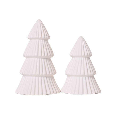 Juletræ Keramik - Sæt - Hvid