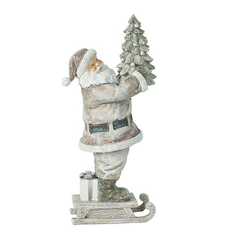 Julemand keramik på slæde -26 cm høj