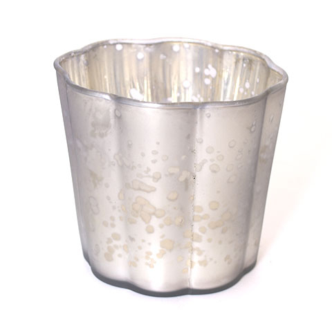 RESTSALG - Fyrfadsstage glas Rainbow bølget - H 7,5 cm - Sølvgrå