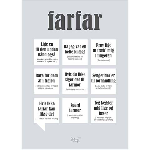 klassisk blad værst Dialægt plakat - Farfar - A5 hos Mystone