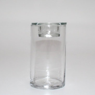 Glasvase med fyrfads lysholder - Bria 9x17 cm