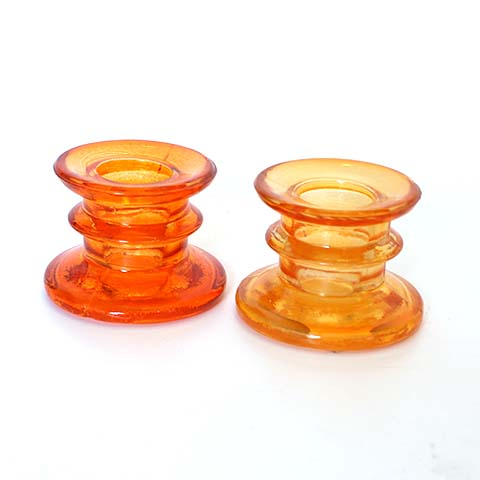 Lysestage glas - Lys Orange/mørk orange