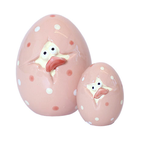 Påske And i æg - Ferskenfarvet -H 6 cm