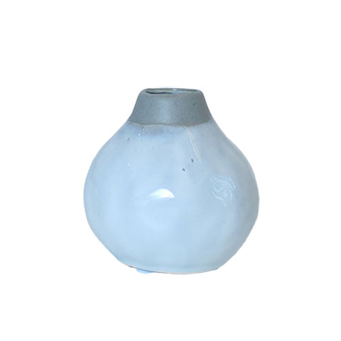 Keramik vase Gina - 7,5 cm - Hvid m grå kant