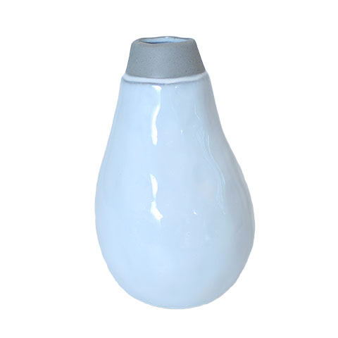 Billede af Keramik vase Gina - H 20 cm - Hvid m grå kant