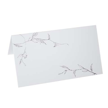Bordkort - Hvid med guld grene - 10 stk