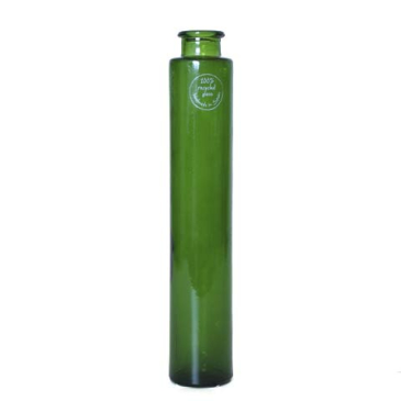 Flaskevase Mørkegrøn glat - H 31 x Ø 6 cm