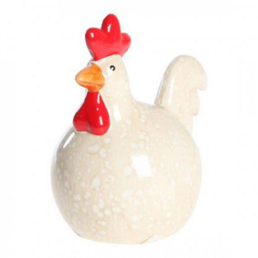 Keramik høne - Cremefarvet - H 12 cm
