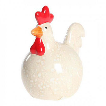 Keramik høne - Cremefarvet - H 12 cm