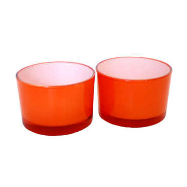 Fyrfadsglas 2 stk - Orange - Ø 7,5 cm x H 5 cm