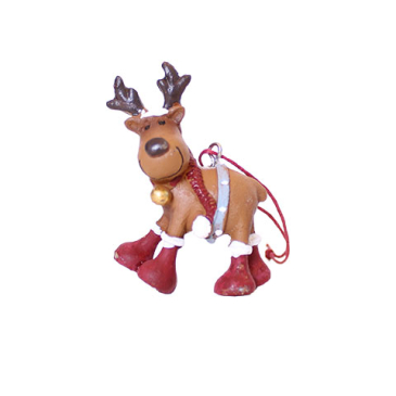 Julerensdyr ophæng - H 5 cm- Brun og rød