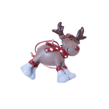 Julerensdyr ophæng - H 5 cm- Brun og grå